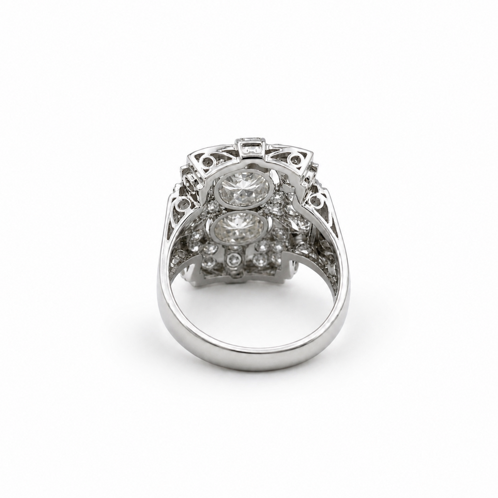 Art déco - Bague Platine - Diamants 3,72 carats