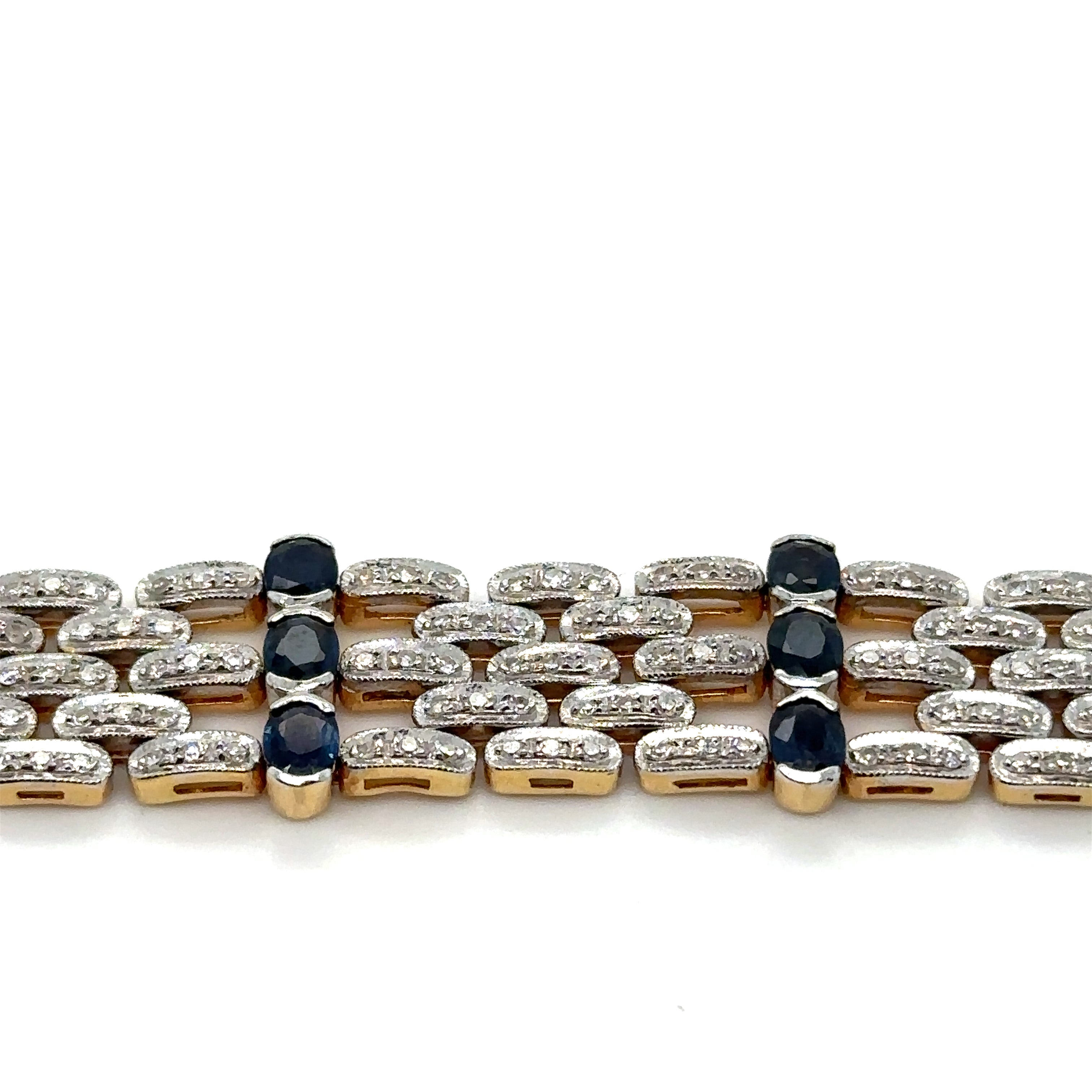 Bracelet articulé Or Jaune et Blanc - Saphirs et Diamants