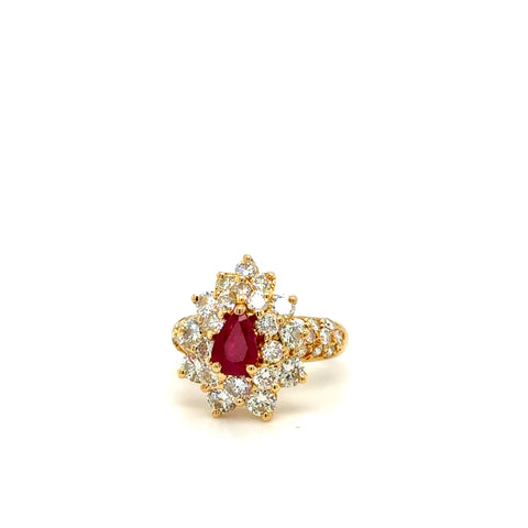 Bague Or Jaune - Rubis et Diamants