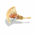 Antique Rose Gold and Platinum Brooch - Diamonds and Rubies