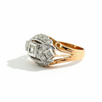 Bague Tank Or Rose et platine - Diamants