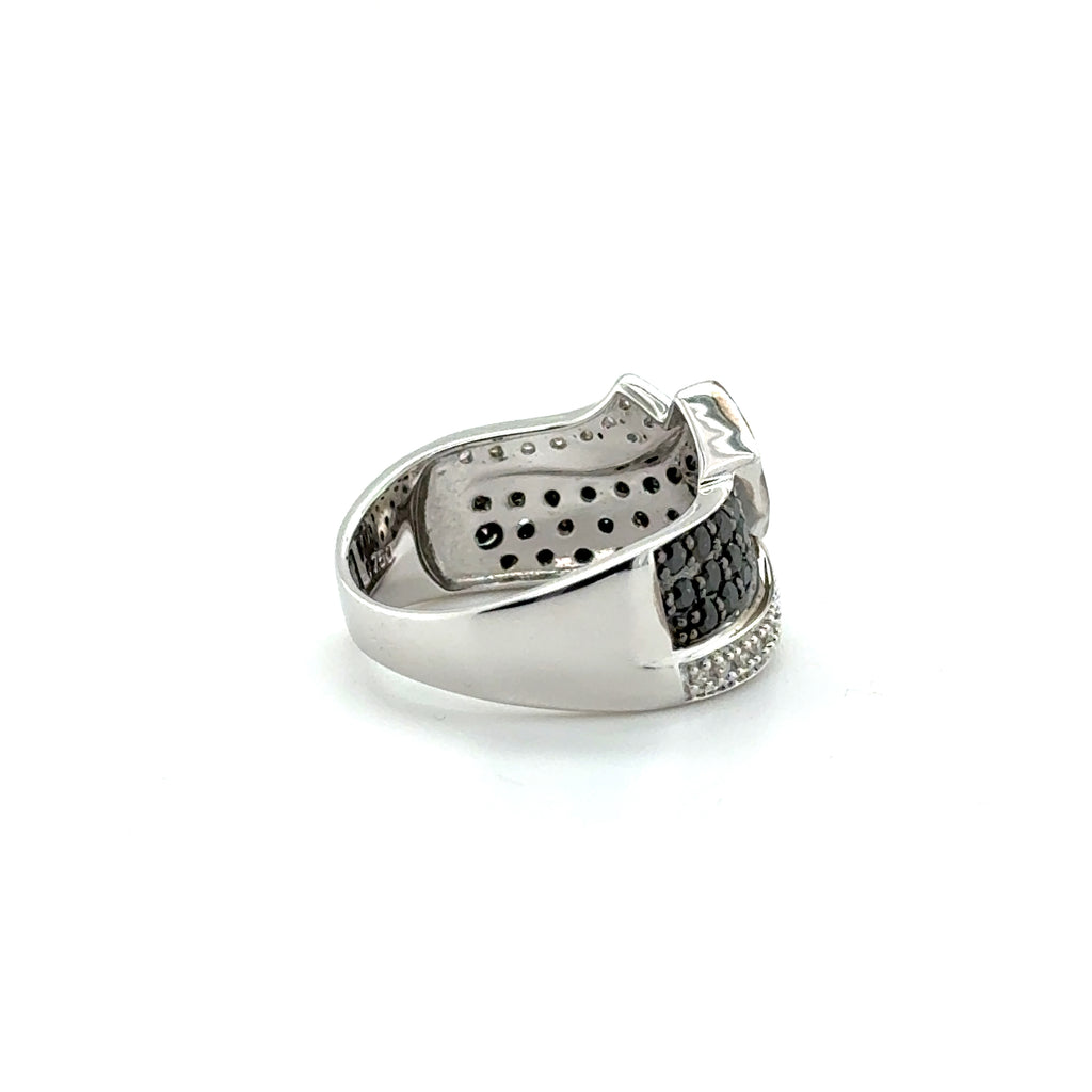 Bague Or blanc - diamants Noir et blanc
