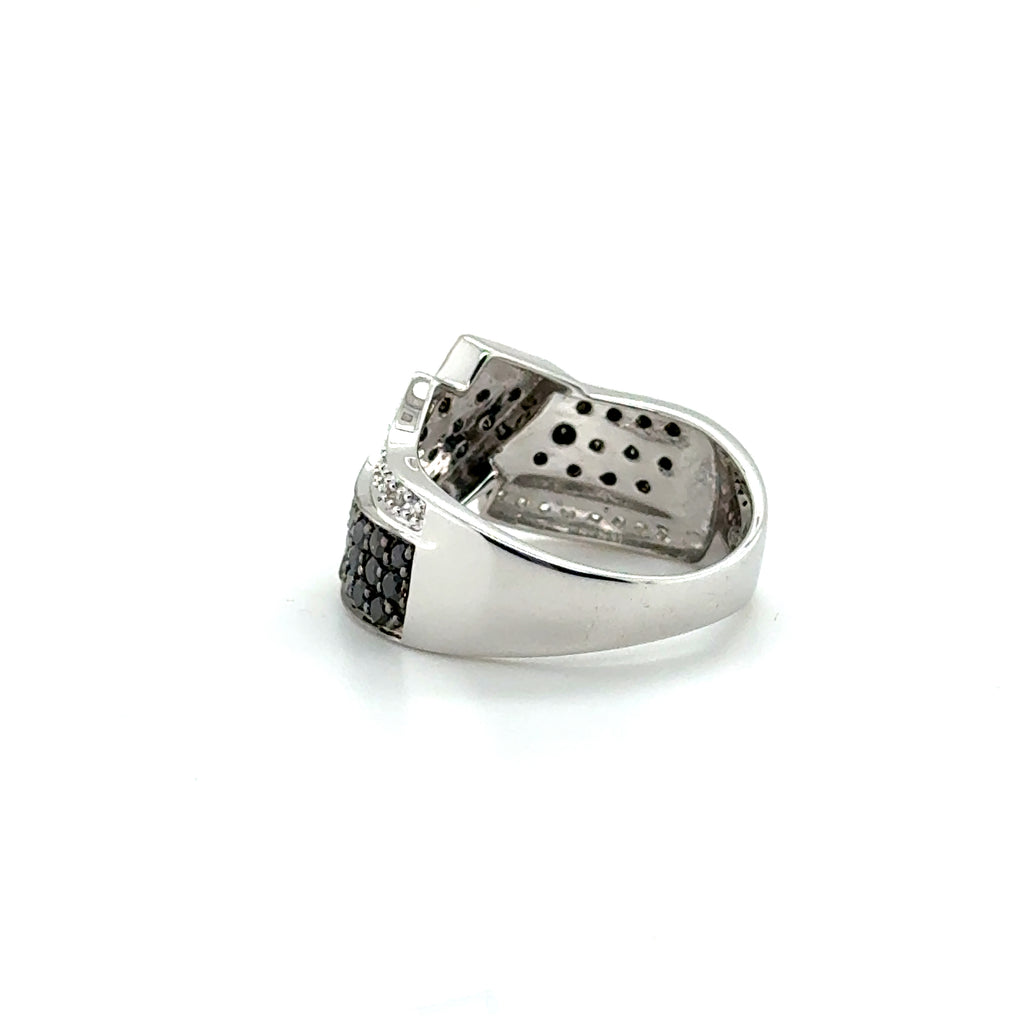 Bague Or blanc - diamants Noir et blanc