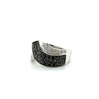 Bague Or blanc - diamants Noir et blanc