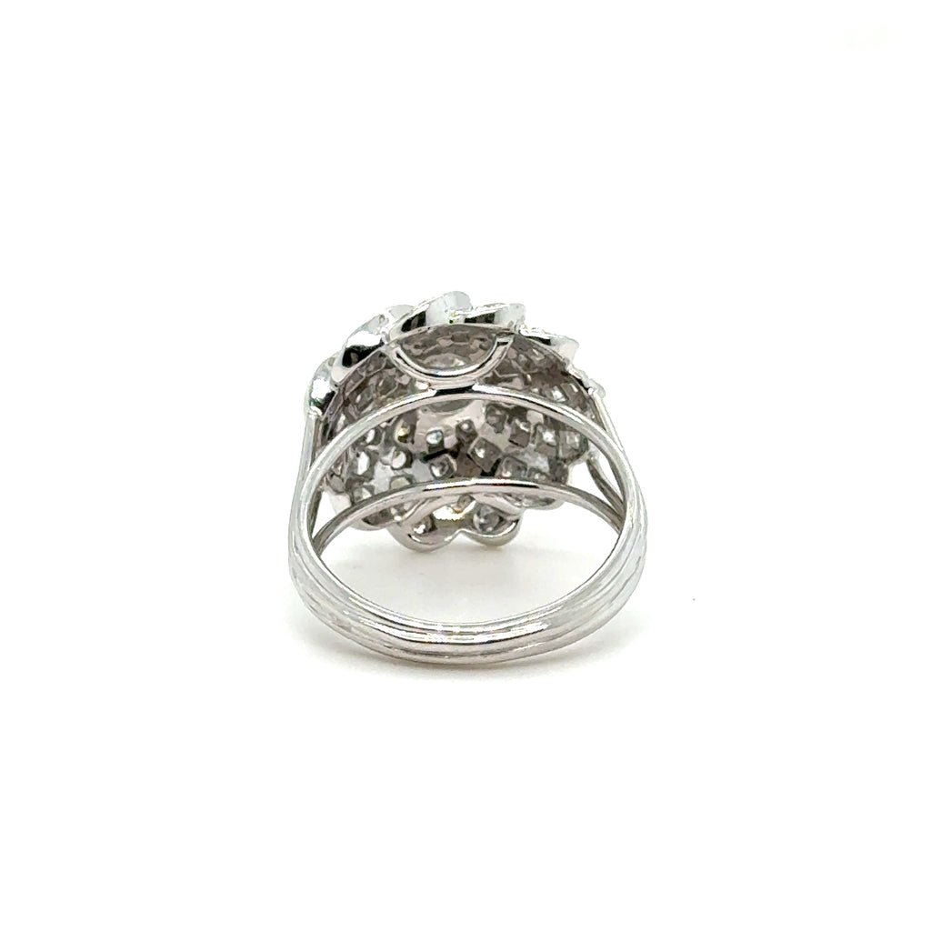 Bague Fleur Or blanc et Diamants