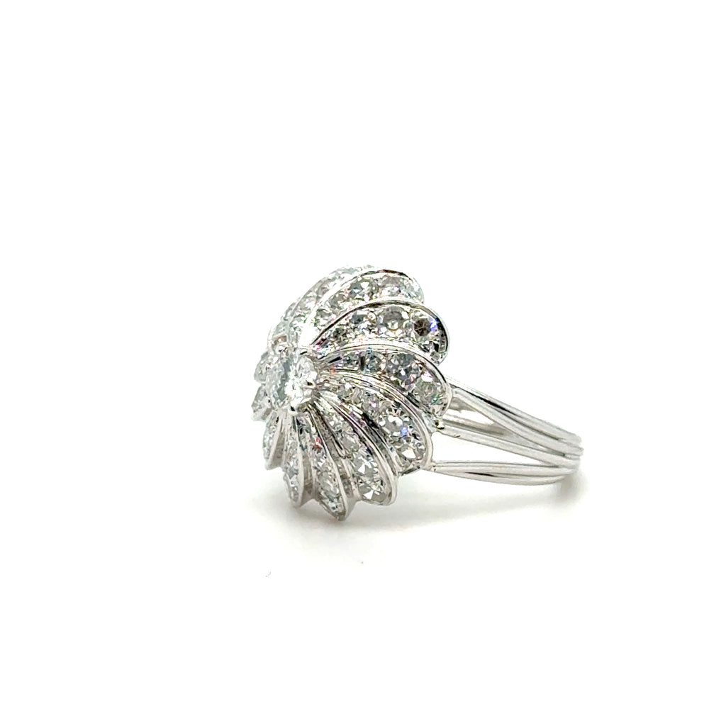 Bague Fleur Or blanc et Diamants