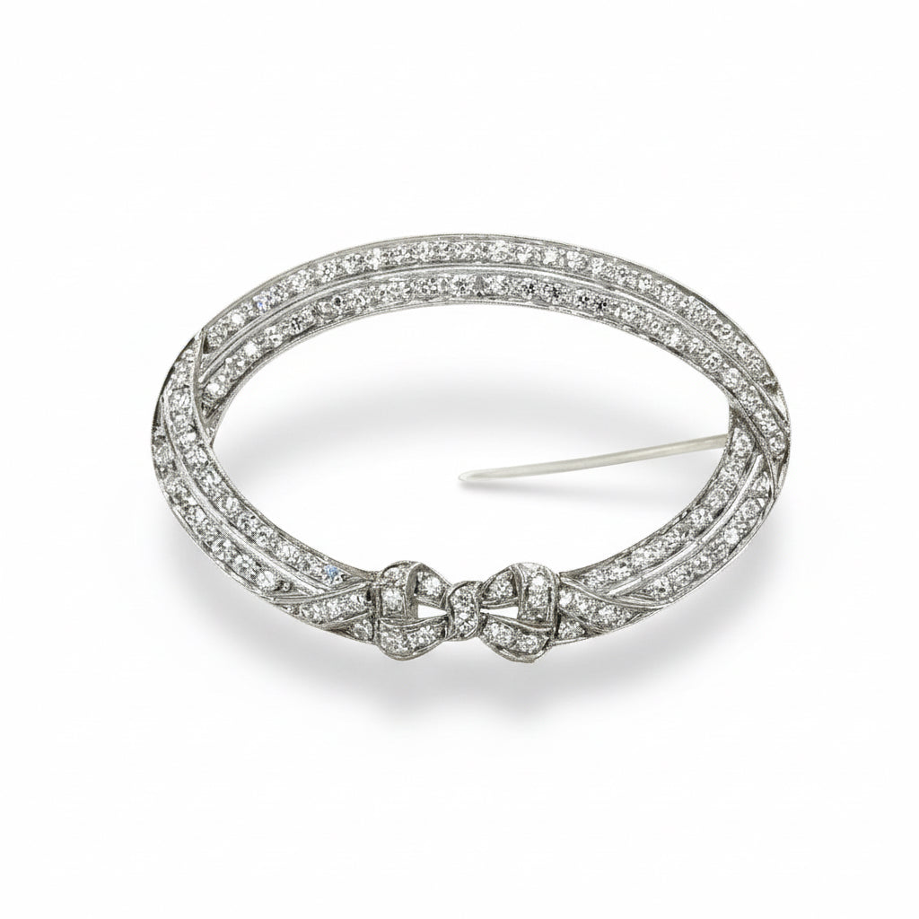 Art Déco - Broche Platine et Diamants