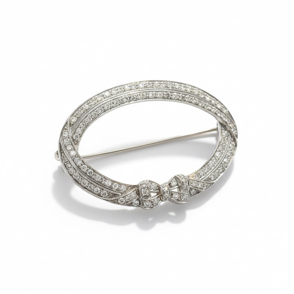 Art Déco - Broche Platine et Diamants