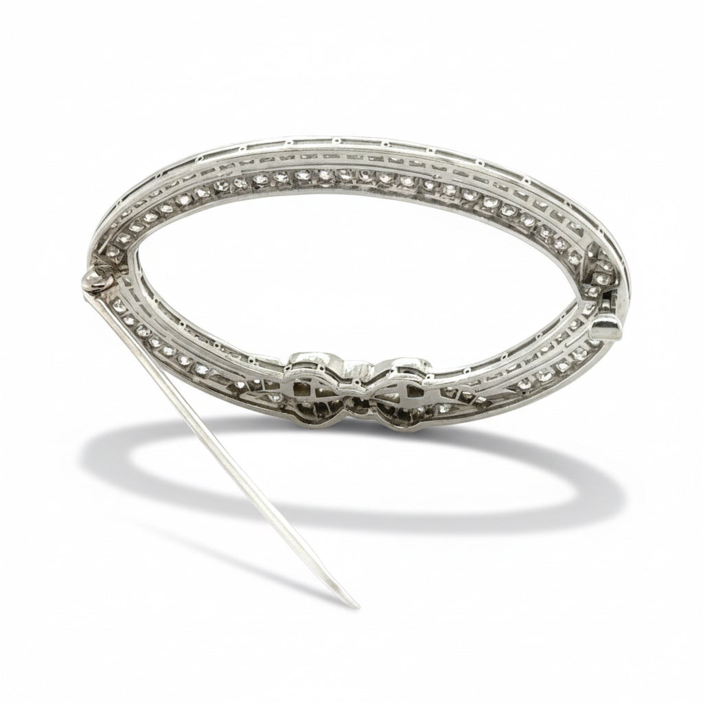 Art Déco - Broche Platine et Diamants