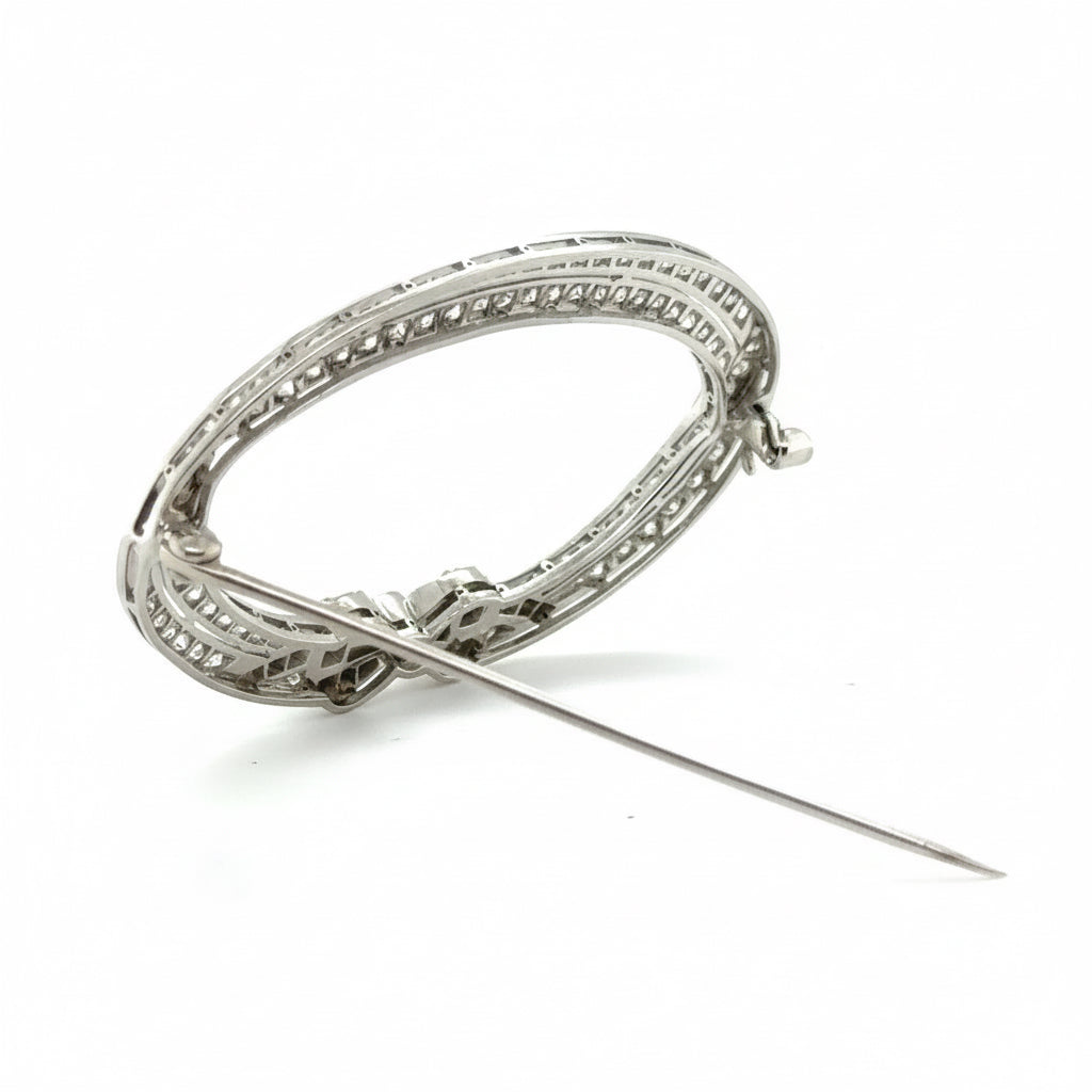 Art Déco - Broche Platine et Diamants
