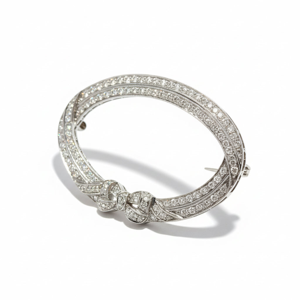 Art Déco - Broche Platine et Diamants