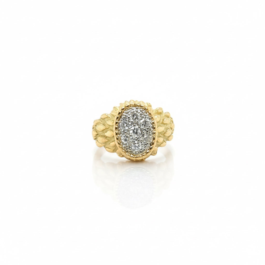 Vintage Snake Ring in Yellow Gold and Diamonds