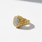 Vintage Snake Ring in Yellow Gold and Diamonds