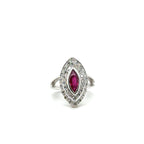 Bague marquise or blanc - Rubis et Diamants