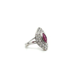 Bague marquise or blanc - Rubis et Diamants
