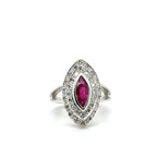 Bague marquise or blanc - Rubis et Diamants
