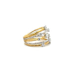 Bague 5 rangs or blanc et jaune - Diamants