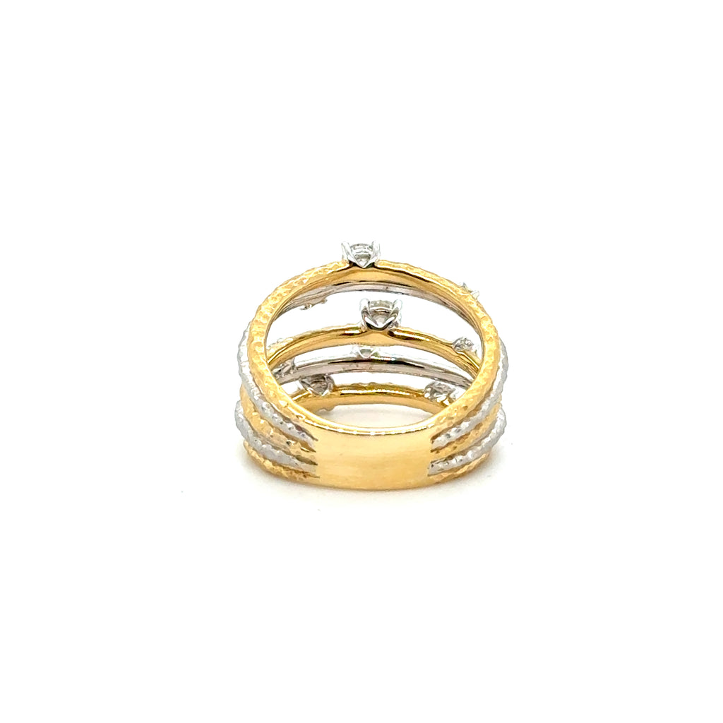 Bague 5 rangs or blanc et jaune - Diamants