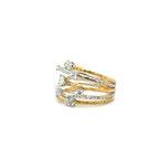 Bague 5 rangs or blanc et jaune - Diamants