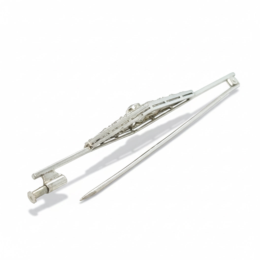 Art déco - Broche Or blanc et diamants