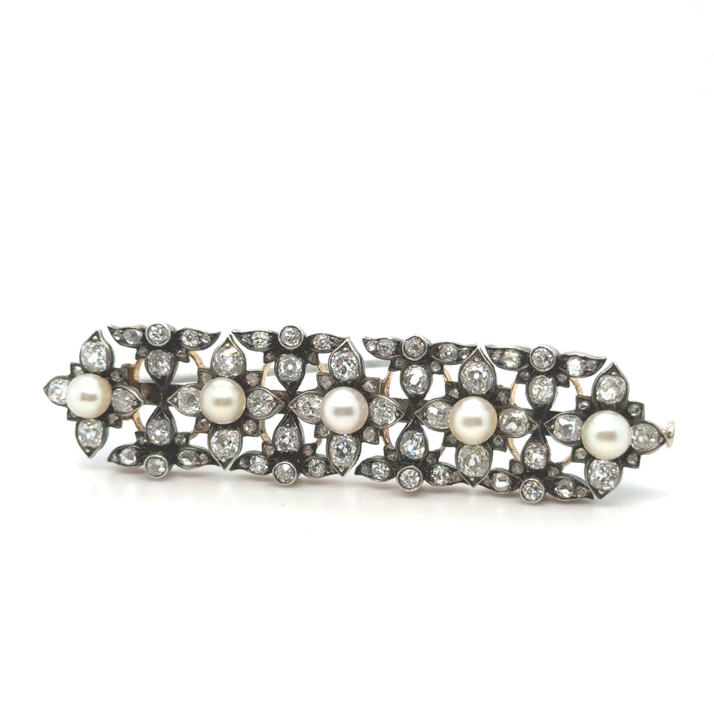 Broche Époque Napoleon III - Diamants et perles de Culture