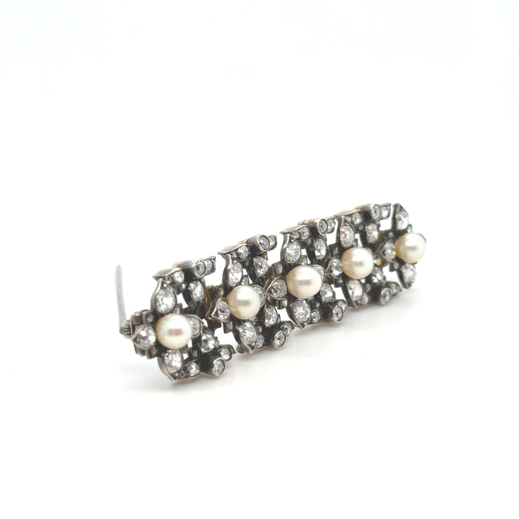 Broche Époque Napoleon III - Diamants et perles de Culture