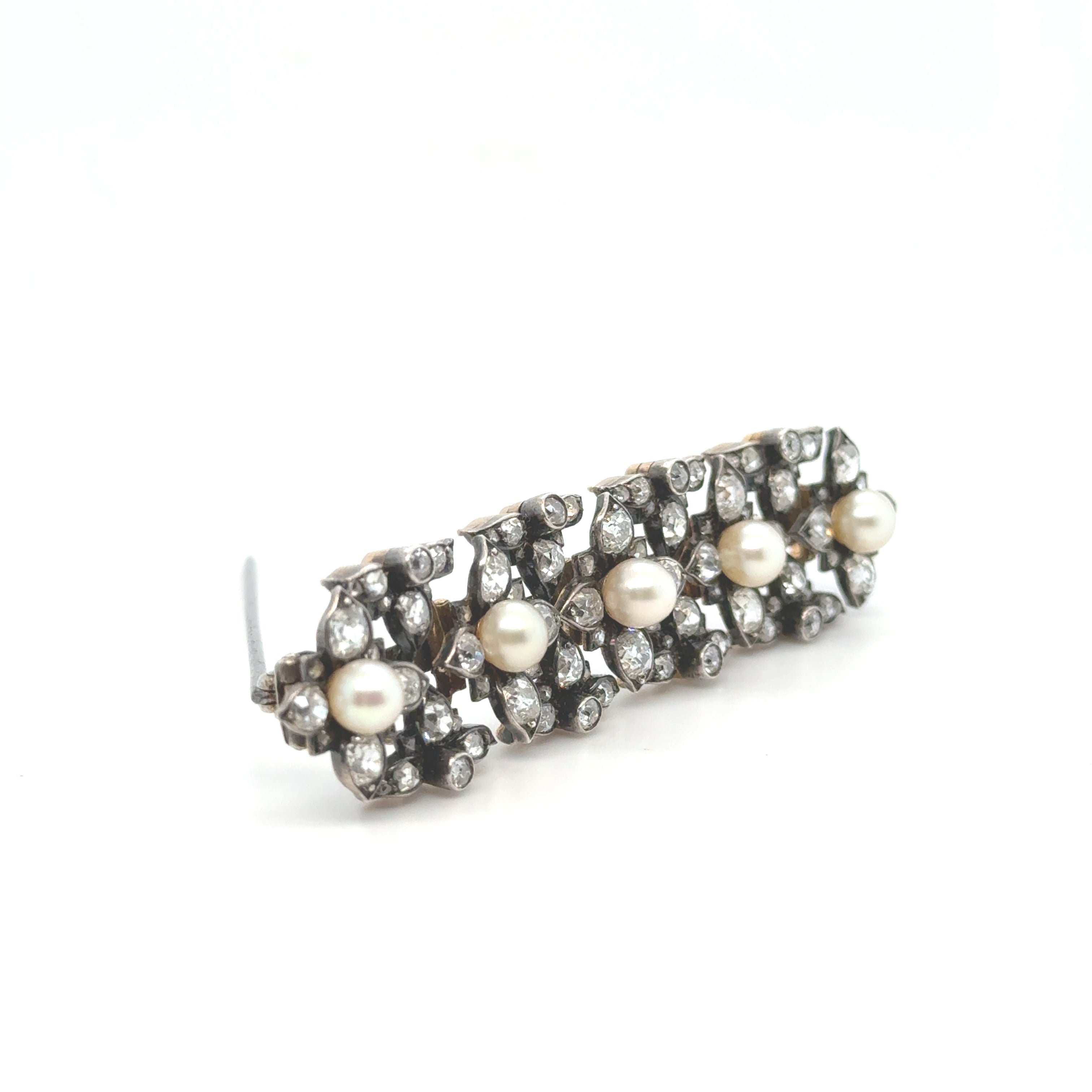 Broche Époque Napoleon III - Diamants et perles de Culture