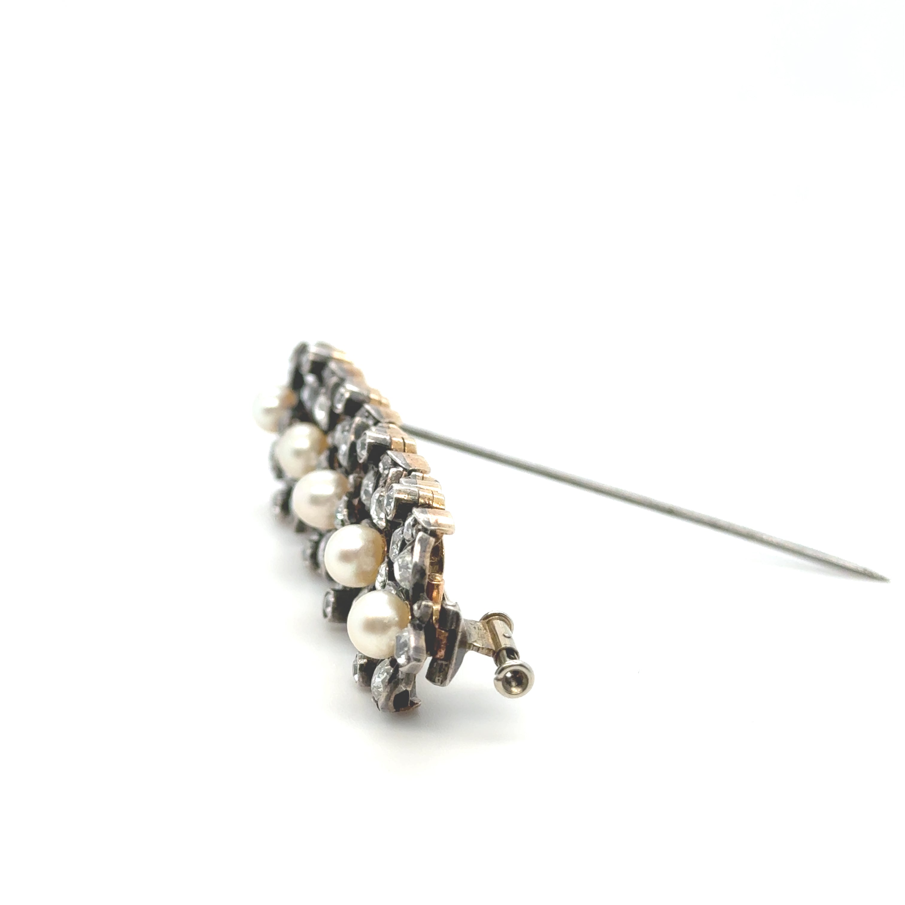 Broche Époque Napoleon III - Diamants et perles de Culture