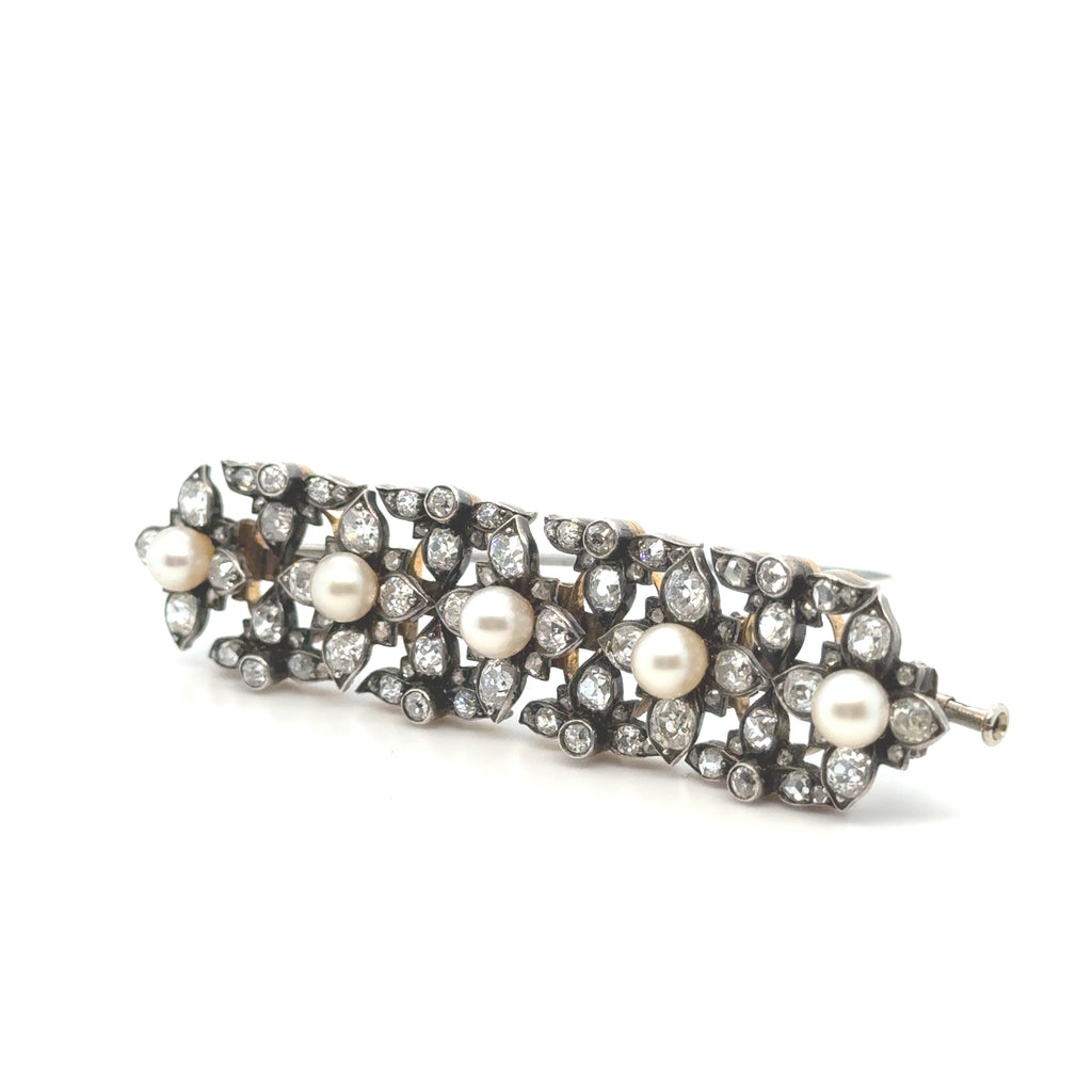 Broche Époque Napoleon III - Diamants et perles de Culture