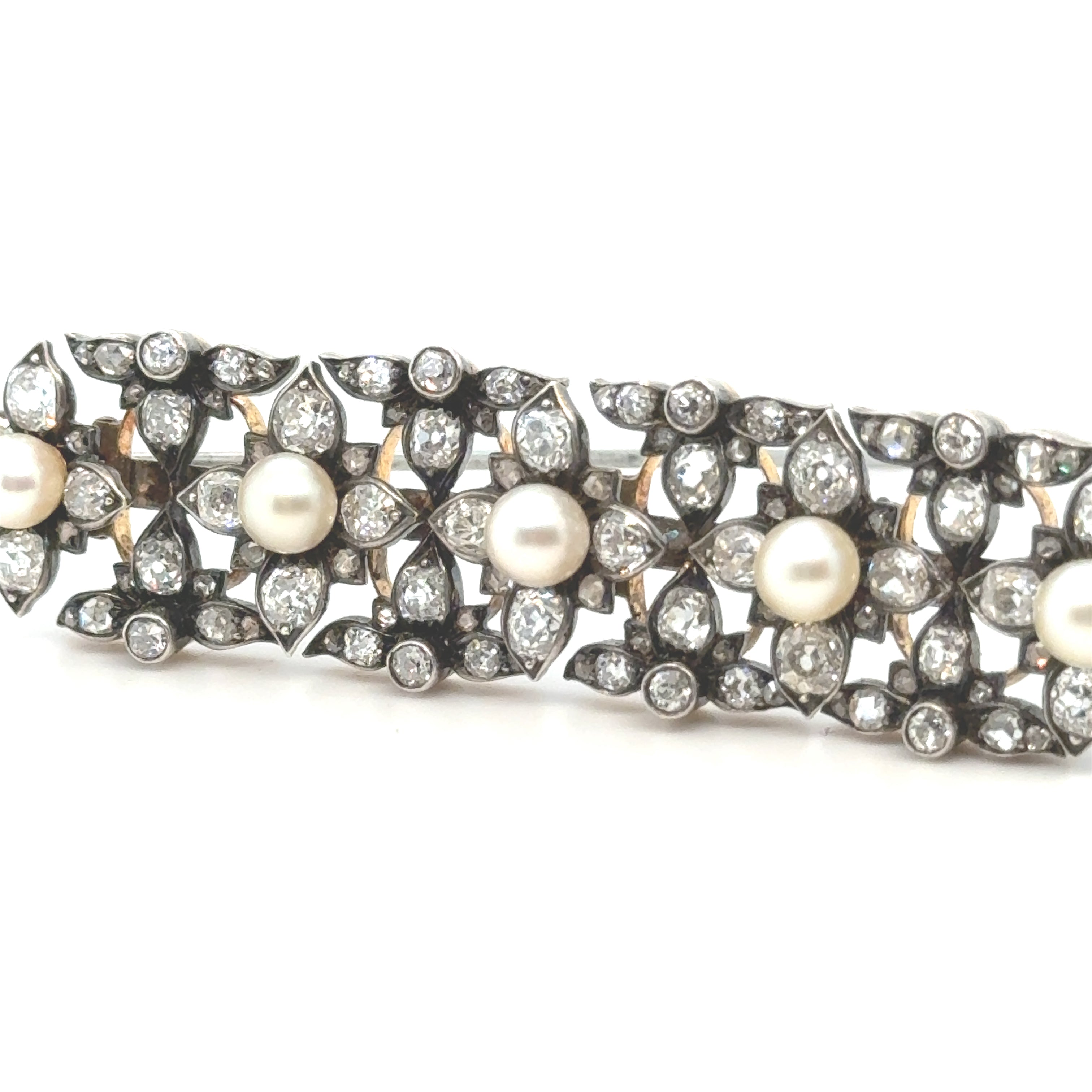 Broche Époque Napoleon III - Diamants et perles de Culture