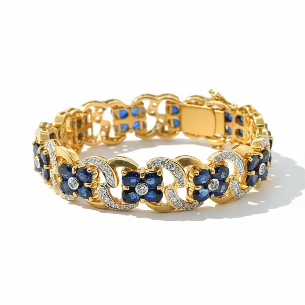 Bracelet Or Jaune 22 carats - Saphirs et Diamants