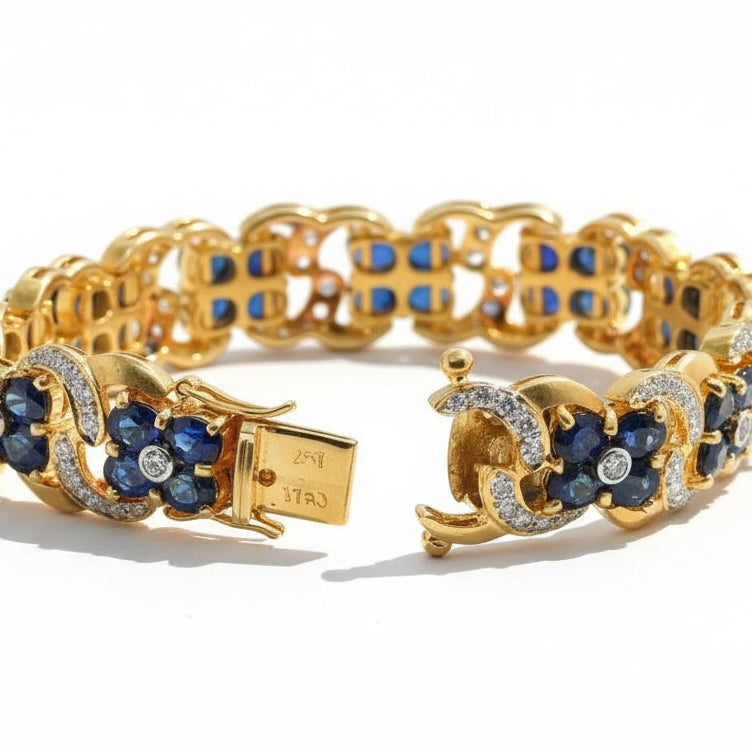 Bracelet Or Jaune 22 carats - Saphirs et Diamants