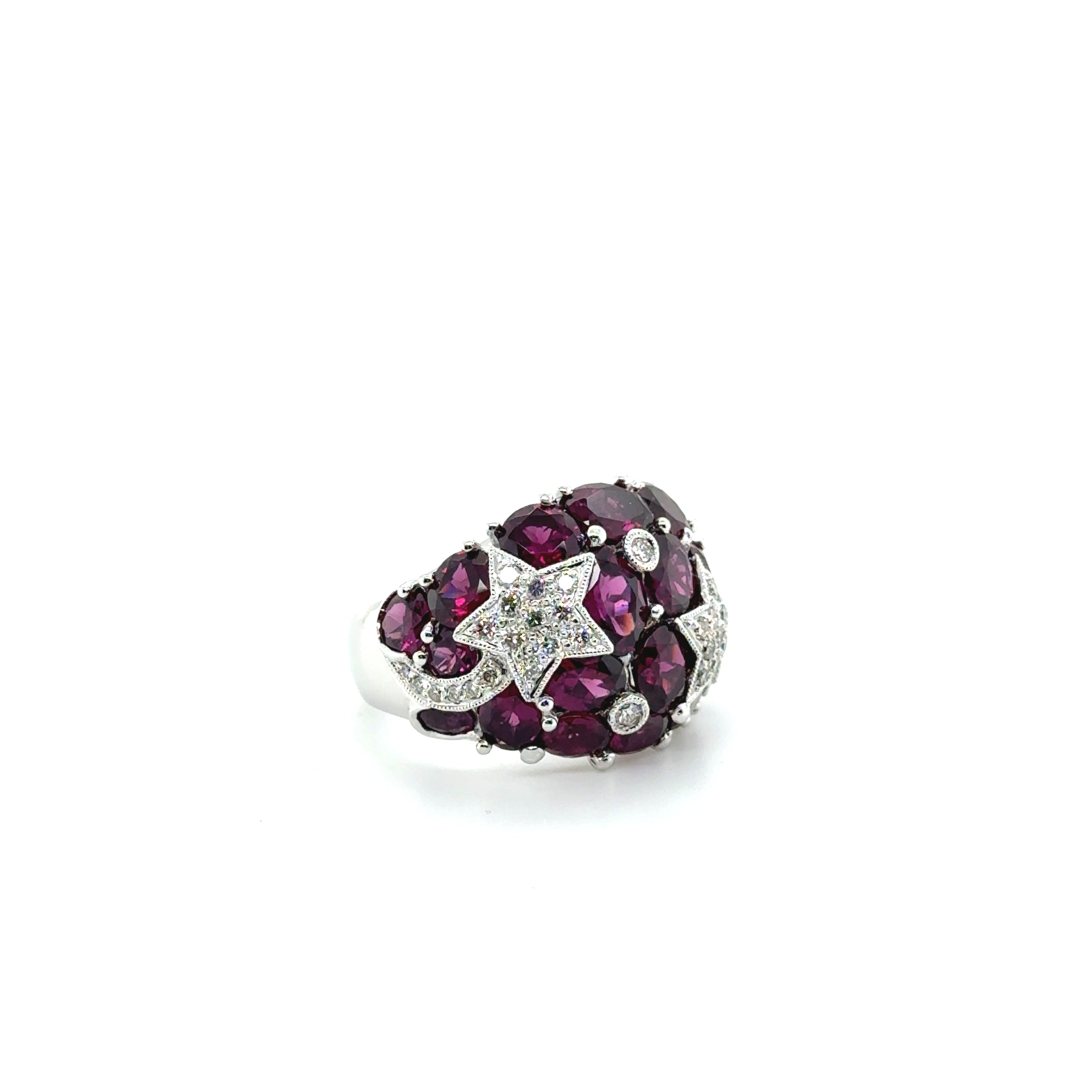Bague Étoiles - Or Blanc - Tourmaline et Diamants