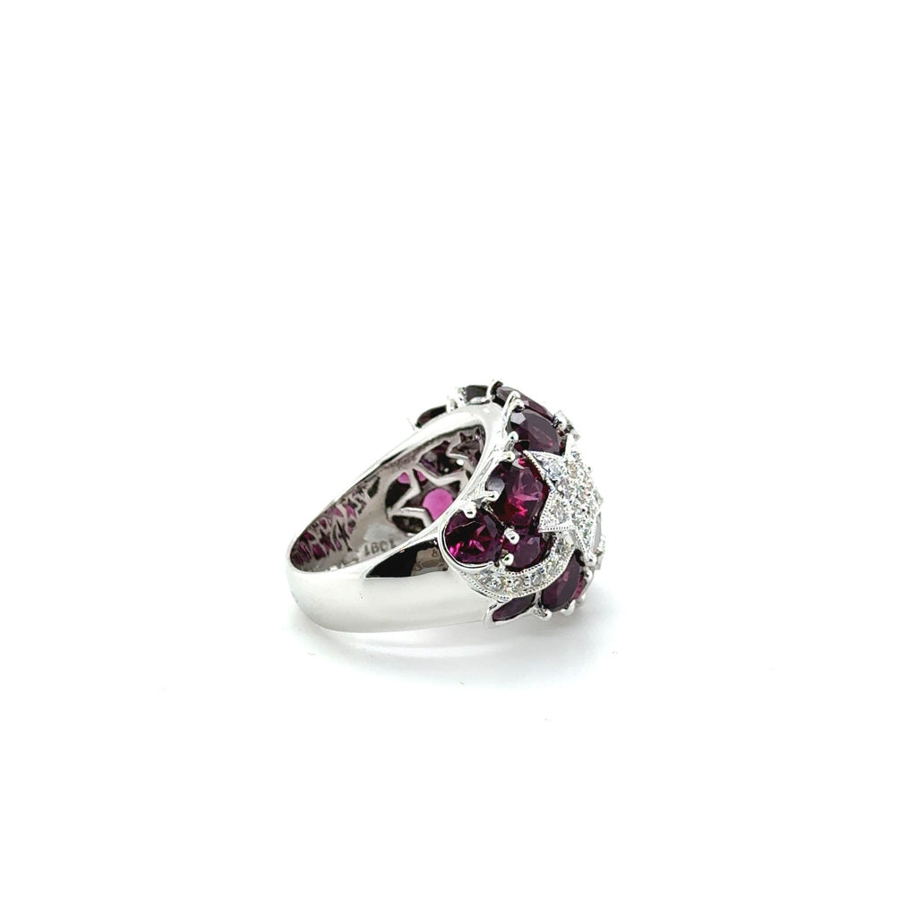 Bague Étoiles - Or Blanc - Tourmaline et Diamants