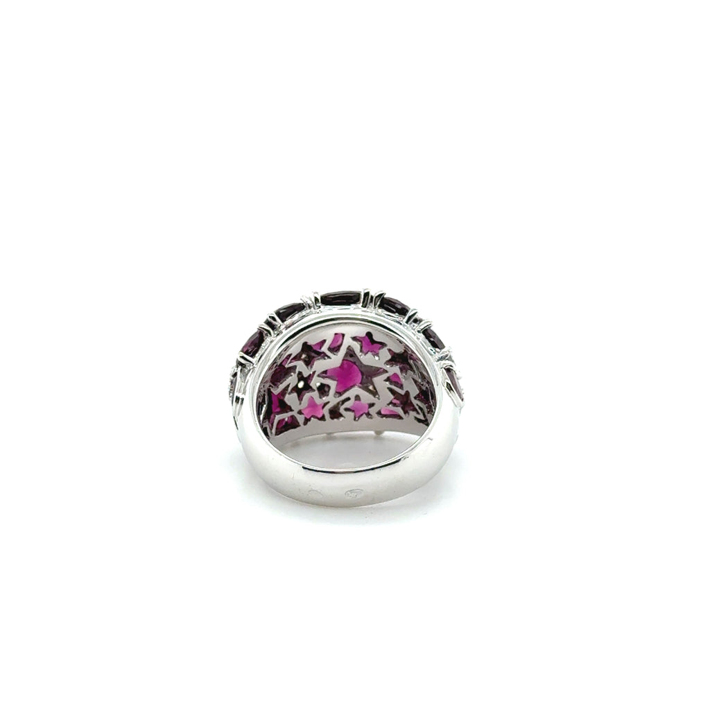 Bague Étoiles - Or Blanc - Tourmaline et Diamants