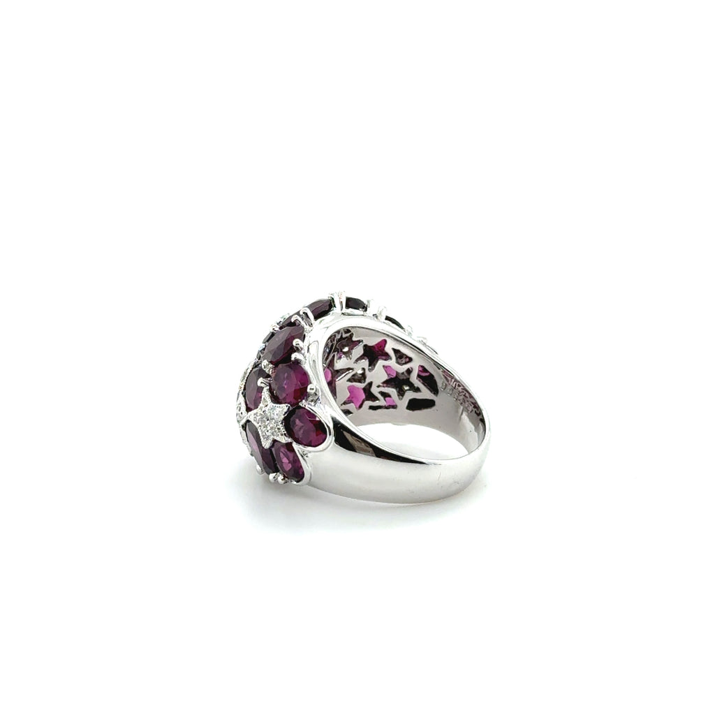 Bague Étoiles - Or Blanc - Tourmaline et Diamants