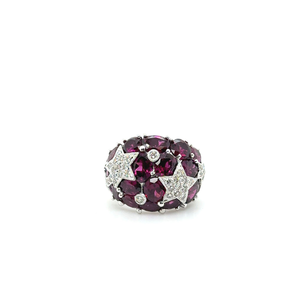 Bague Étoiles - Or Blanc - Tourmaline et Diamants