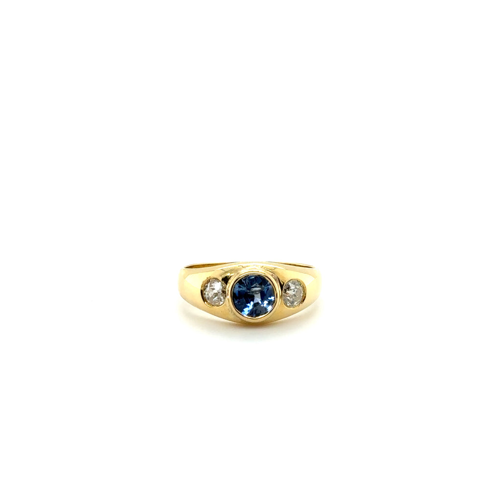 Bague Or Jaune - Saphir et Diamants