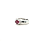 Bague Ancienne Or Blanc - Rubis et Diamants