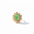 Vintage Ring - Rose Gold - Jade Cabochon and Cultured Pearls
