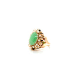 Bague Vintage - Or Rose - Cabochon Jade et perles de culture