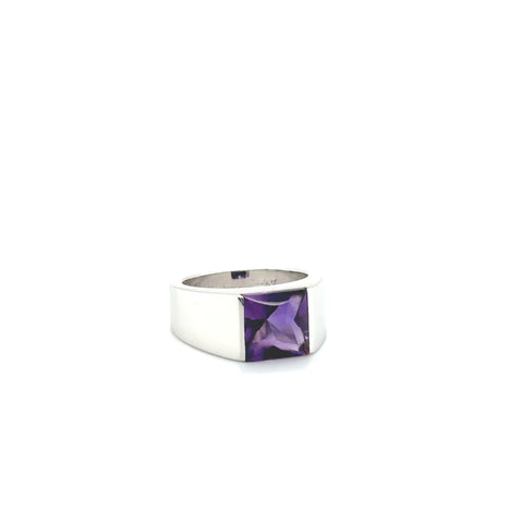 Cartier - Bague Tank Or blanc avec Améthyste