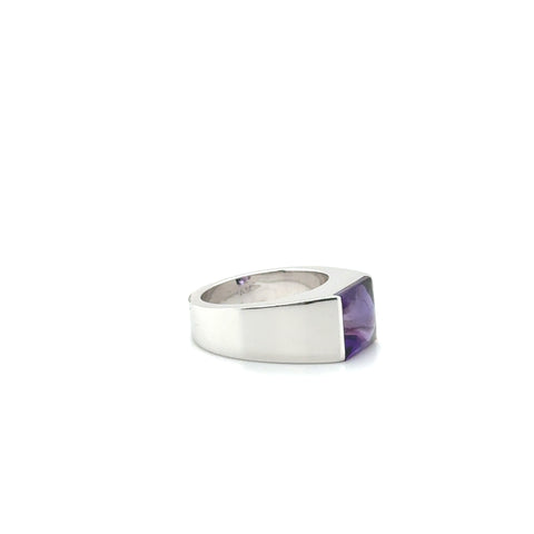 Cartier - Bague Tank Or blanc avec Améthyste