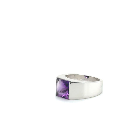 Cartier - Bague Tank Or blanc avec Améthyste