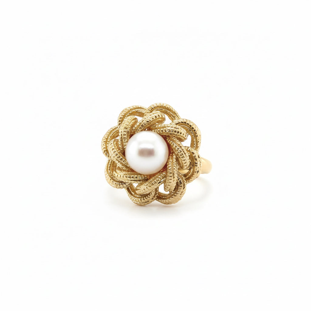 Vintage Yellow Gold and Cultured Pearl Ring