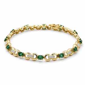 Bracelet Or jaune - Émeraudes et Diamants
