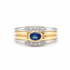 Two Gold Ring - Sapphire and Diamonds