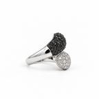 White gold ring with white and black diamonds