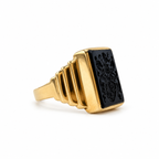Chevalière Or jaune et onyx