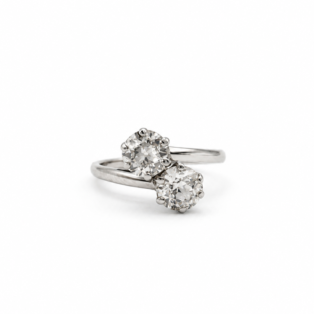 Bague Toi et Moi - Or blanc et diamants
